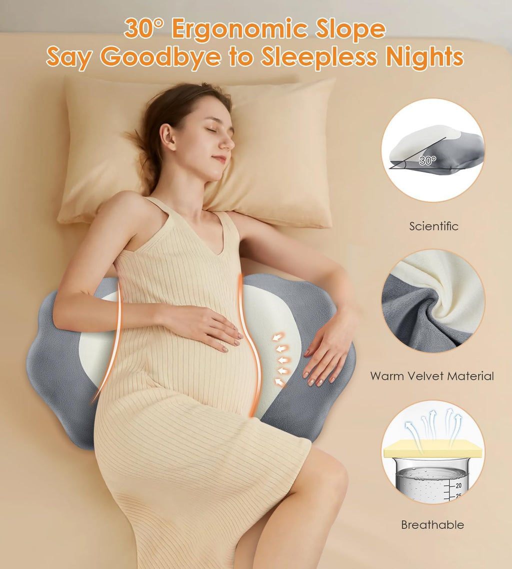Donama Pregnancy Pillows for Sleeping, Memory Foam Maternity Pillow Support for Back Belly HIPS, Adjustable Travel Wedge Pillow for Pregnan…