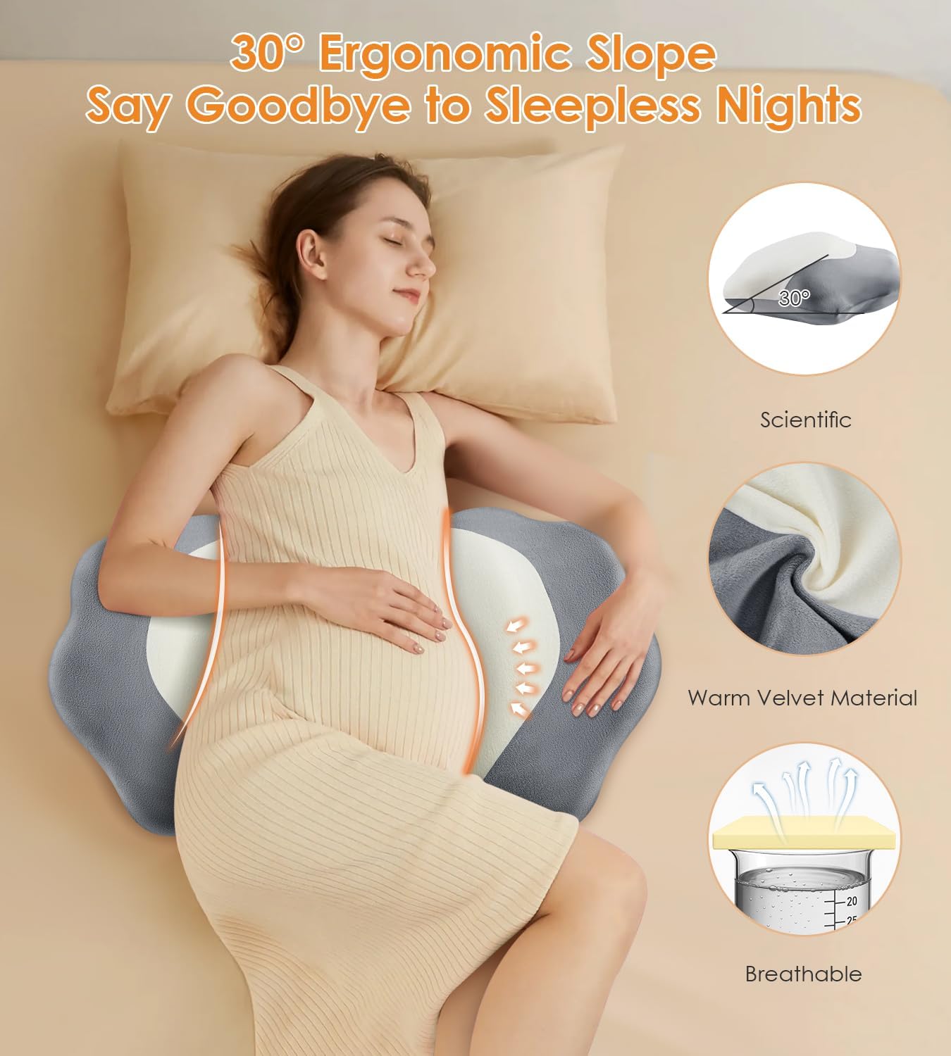 Donama Pregnancy Pillows for Sleeping, Memory Foam Maternity Pillow Support for Back Belly HIPS, Adjustable Travel Wedge Pillow for Pregnan…