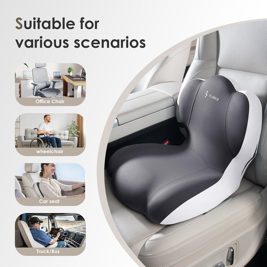 FLORICH Memory Foam Truck Seat Cushion, Car Seat Cushion and Lumbar Support Pillow for Office Chair, Ergonomic Back Support & Sciatica…