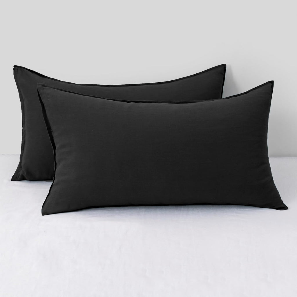 Chuffed Linen Pillowcases 2 Pack 100% Linen Standard Pillow Cases, Breathable and Cooling Washed Pillowshams with Zipper Closure, 20x36 Inc…