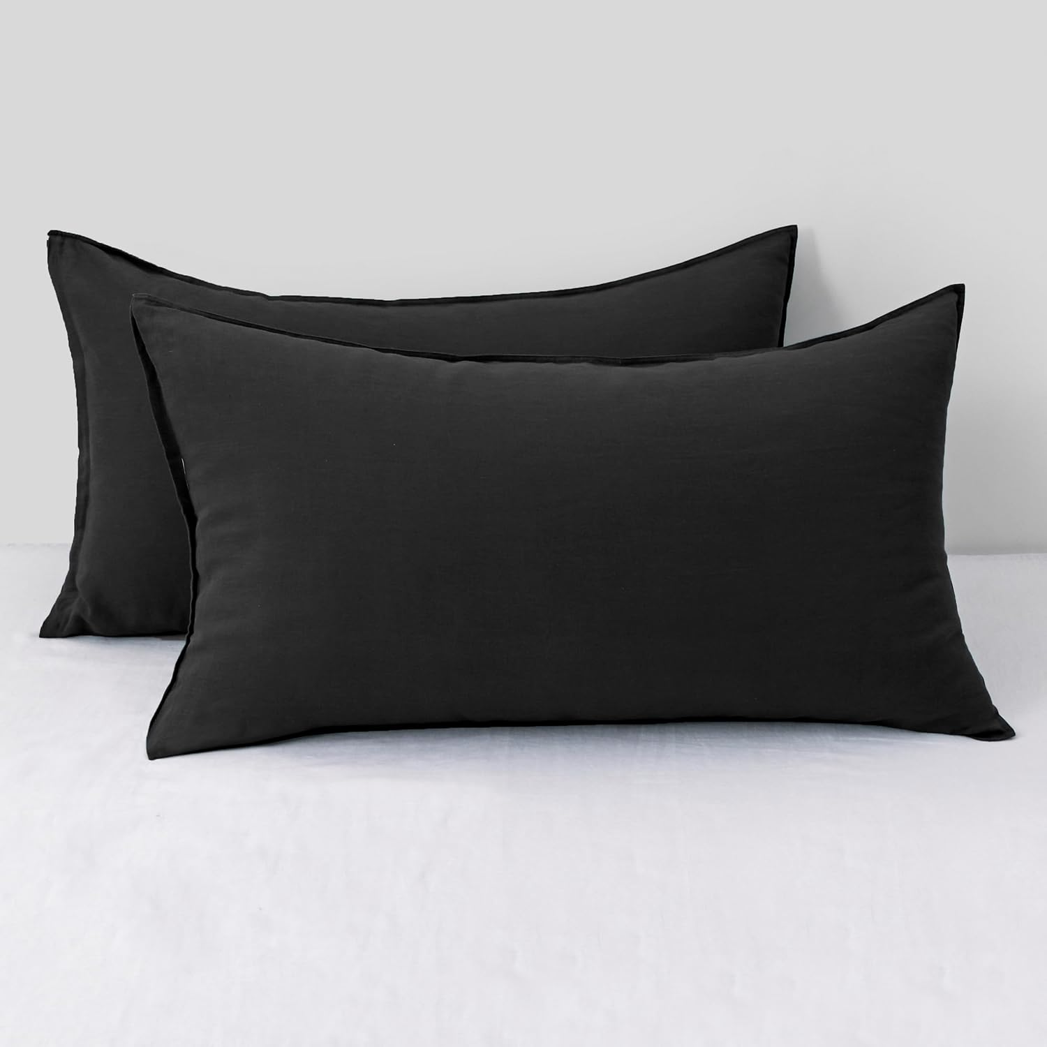 Chuffed Linen Pillowcases 2 Pack 100% Linen Standard Pillow Cases, Breathable and Cooling Washed Pillowshams with Zipper Closure, 20x36 Inc…