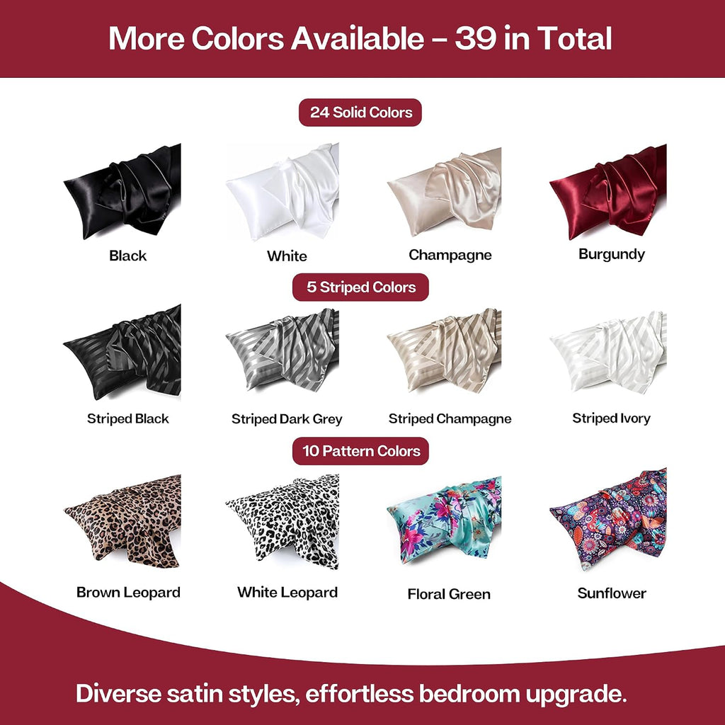 MR&HM Satin Body Pillow Cover, Soft and Breathable Body Pillow Case with Envelope Closure, Cooling and Silky Long Pillowcase for Hair and…