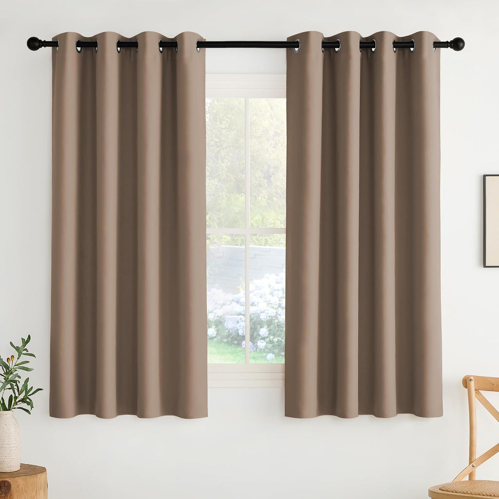 Nicetown Room Darkening Draperies Curtains Panels, 2 Panels Cappuccino W52 x L63 silver