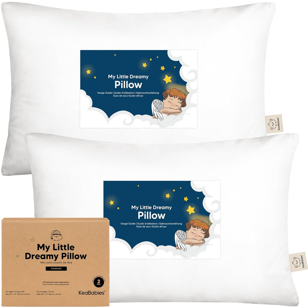 KeaBabies 2-Pack Toddler Pillows 2 Year Old to 5-13x18 Soft Organic Cotton Kids Pillow for Sleeping, Travel, School, Daycare, Nap…