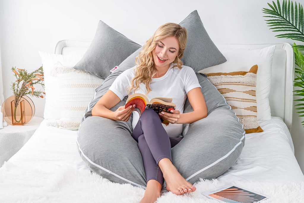 Meiz Pregnancy Pillow, Cooling Silky Pregnancy Pillows for Sleeping, 65" Full Body Maternity Pillow for Tall Pregnant Woman with Cooling Si…