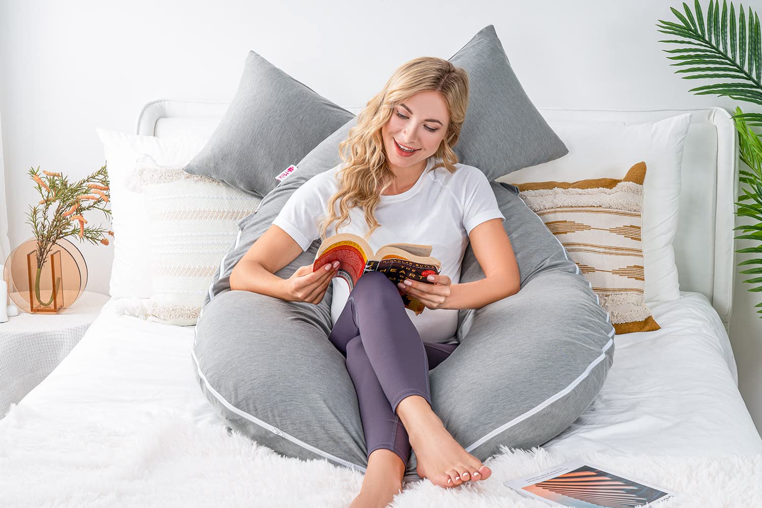 Meiz Pregnancy Pillow, Cooling Silky Pregnancy Pillows for Sleeping, 65" Full Body Maternity Pillow for Tall Pregnant Woman with Cooling Si…