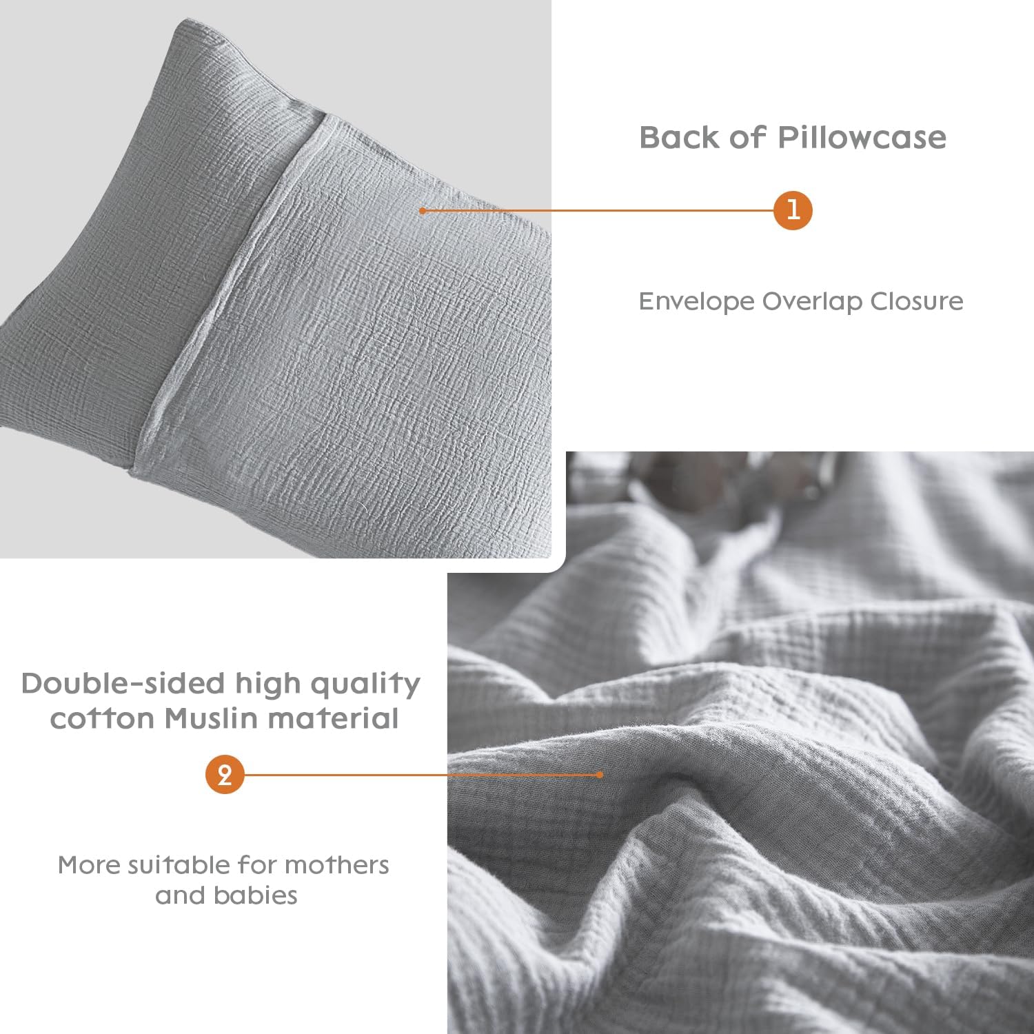 DefineCozyHealthyLife SE SOFTEXLY Muslin Pillowcases Standard Size 100% Cotton, 2 Pack Linen Like Pillow Shams with Envelope Closure, Ultra…