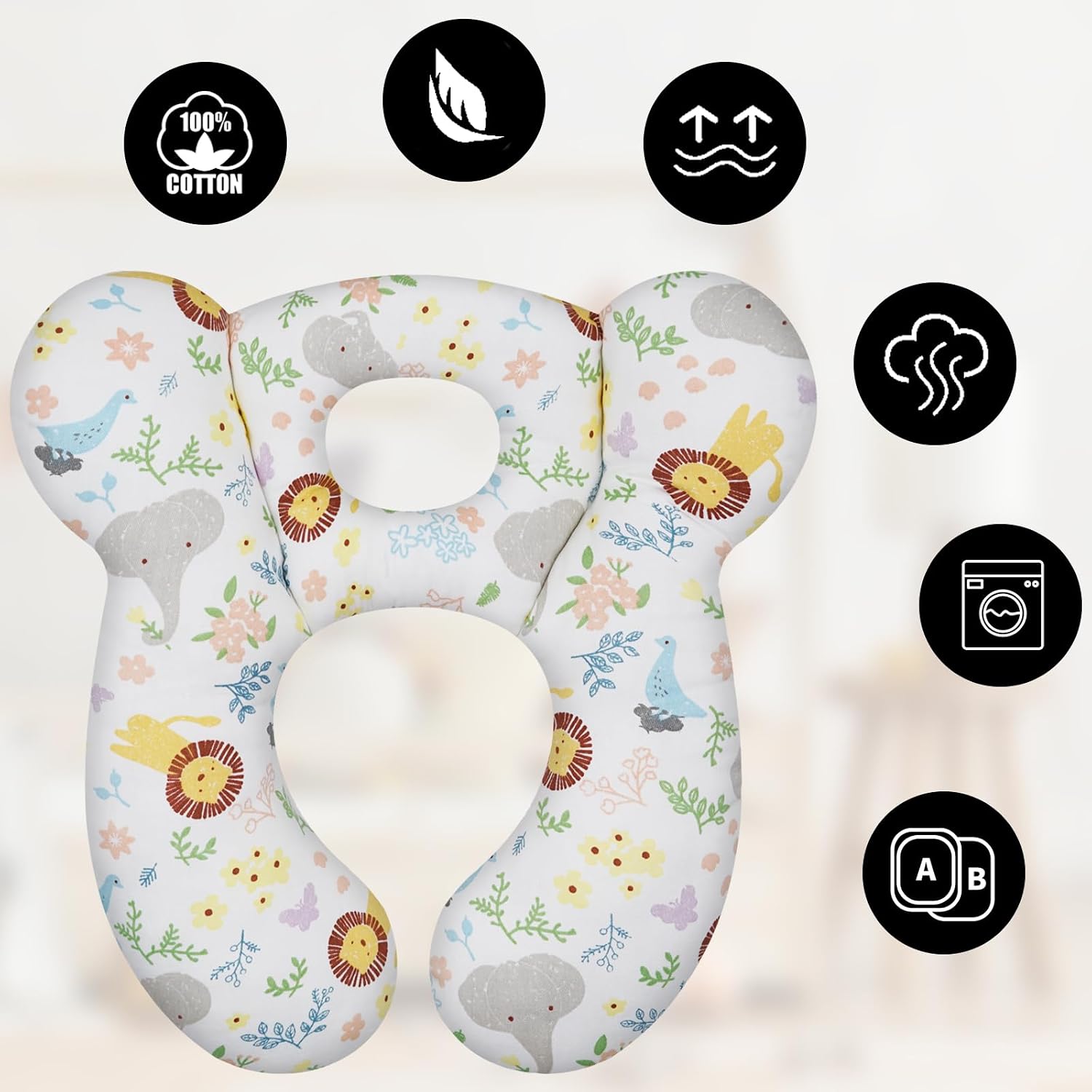 Baby Travel Pillow, Upgrade U-Shape Infant Pillow for Car Seat Pushchair and Stroller, Soft Comfortable Rest Cushion for Kids Newborn and…