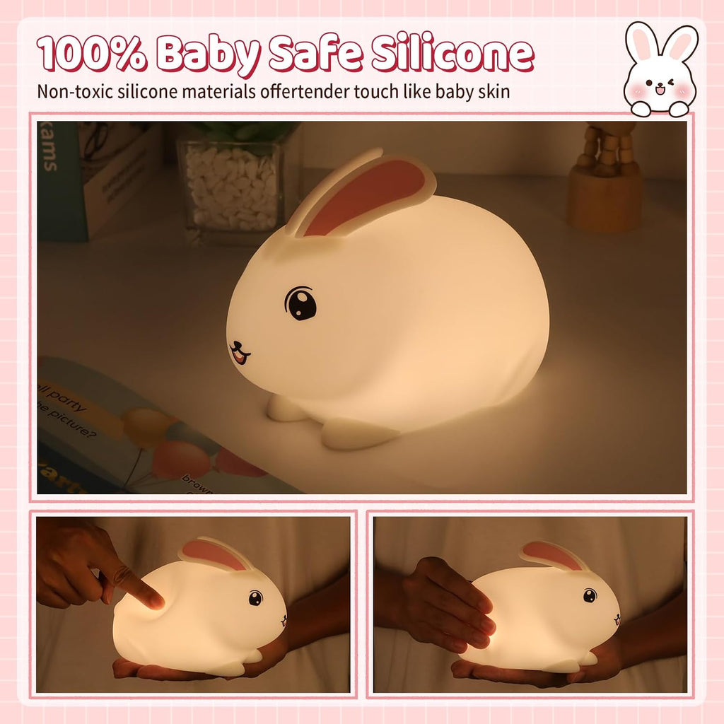 Saluoke Baby Night Light 7-Color: Soft Silicone Nursery Light for Kids Room Decor with Portable Rechargeable Cute NightLamp Animal Lights -…