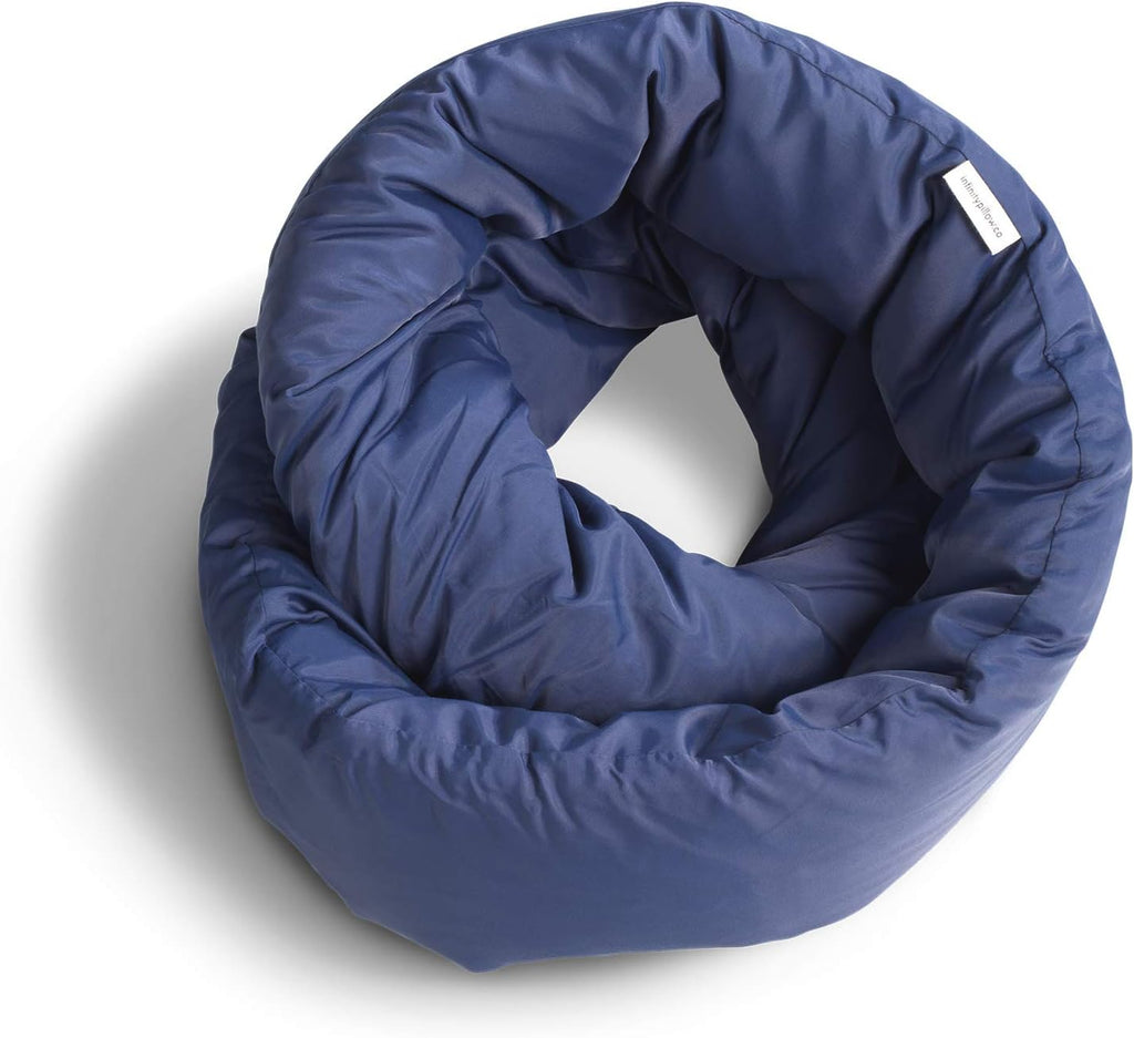 Huzi Infinity Pillow - Home Travel Soft Neck Scarf Support Sleep (Navy)