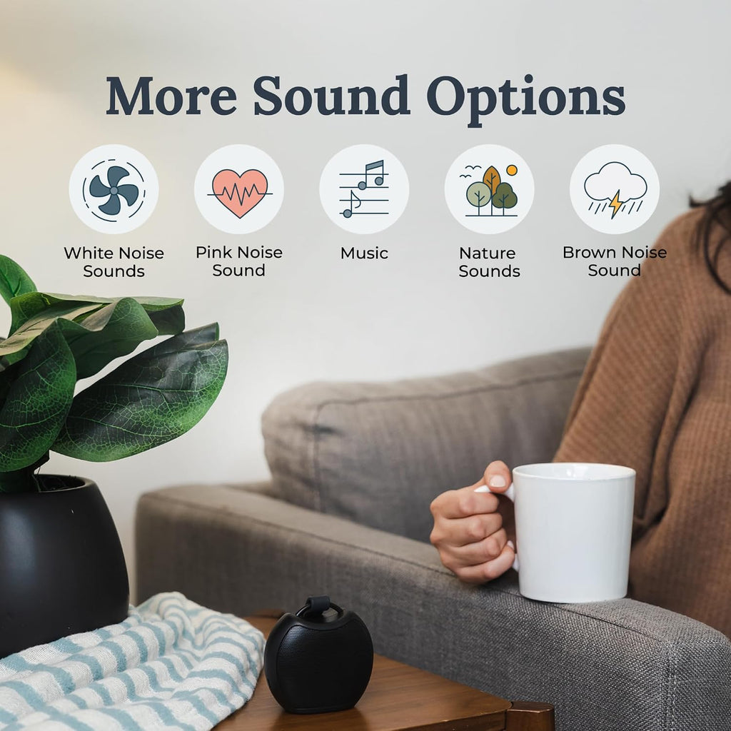 Yogasleep Rohm+ Travel White Noise Sound Machine (Black), Bluetooth Wireless Speaker & Charging, 20 Soothing Natural Sounds, Noise Cancelin…