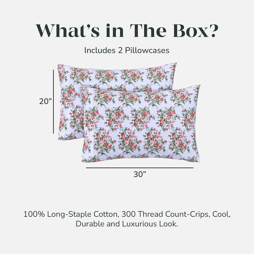 FEATHER & STITCH NEW YORK 100% Cotton 2 Piece Queen Pillow Cases, 300TC Ultra-Soft Pillowcases with Envelope Closure, Wrinkle- Fade…
