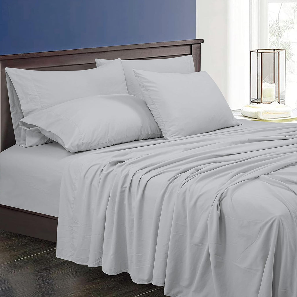 Royalelinens ROYALE LINENS 1500 Thread Count Cooling Sateen Poly/Cotton Sheet Set - 6 Piece Queen Bed Sheets - 1 Fitted, 1 Flat, 4 Pillow C…