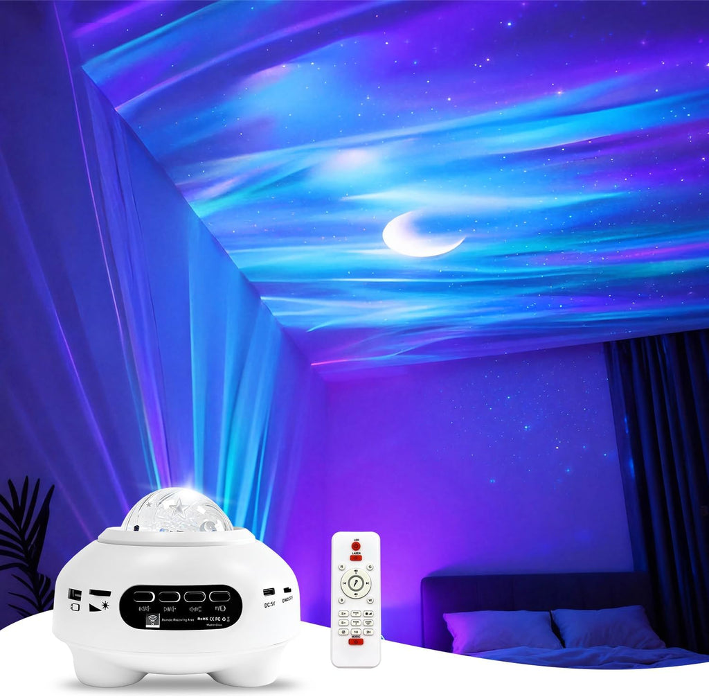 Ranfare Star Projector, Northern Lights Projector, with Bluetooth Speaker, White Noise, Remote Control, Night Light, for Game Room, Adults, Fam…
