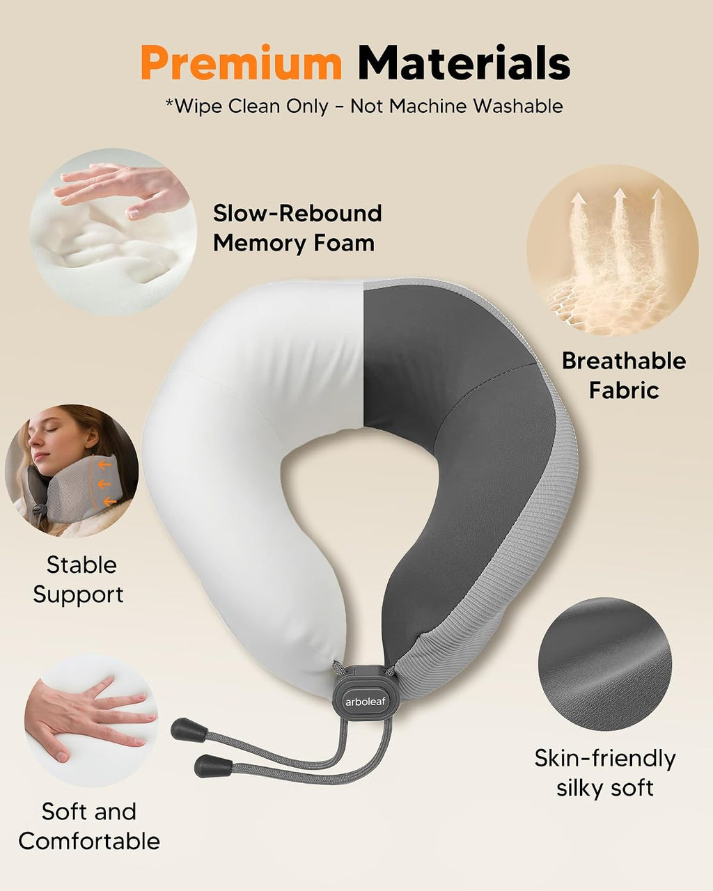 arboleaf Heated Neck Pillow for Travel, Memory Foam Airplane Pillow with Graphene Zoned Heating, USB-C Rechargeable, 360° Support — Comfort…