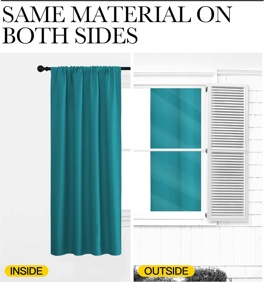 NICETOWN Peacock Blue Blackout Curtains Panels for Window, Thermal Insulated Rod Pocket Blackout Drapes/Draperies for Living Room (2…