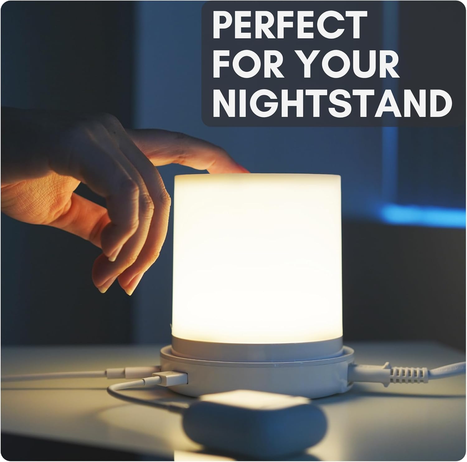 Macally Small Bedside Lamp with USB Ports (USB C + A) - Fast Charging Bedside Light and 3 Way Dimmable Touch Lamp for Nightstands - Great…