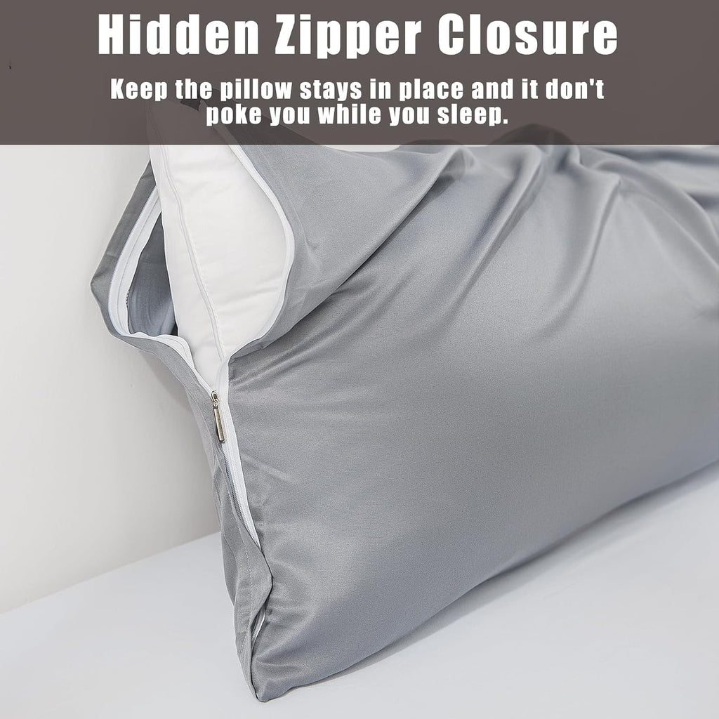 Body Cooling Pillow Cases Cover, Bamboo Rayon Pillowcases with Zipper Closure, Cool & Breathable Pillow Case for Hot Sleepers and Night…
