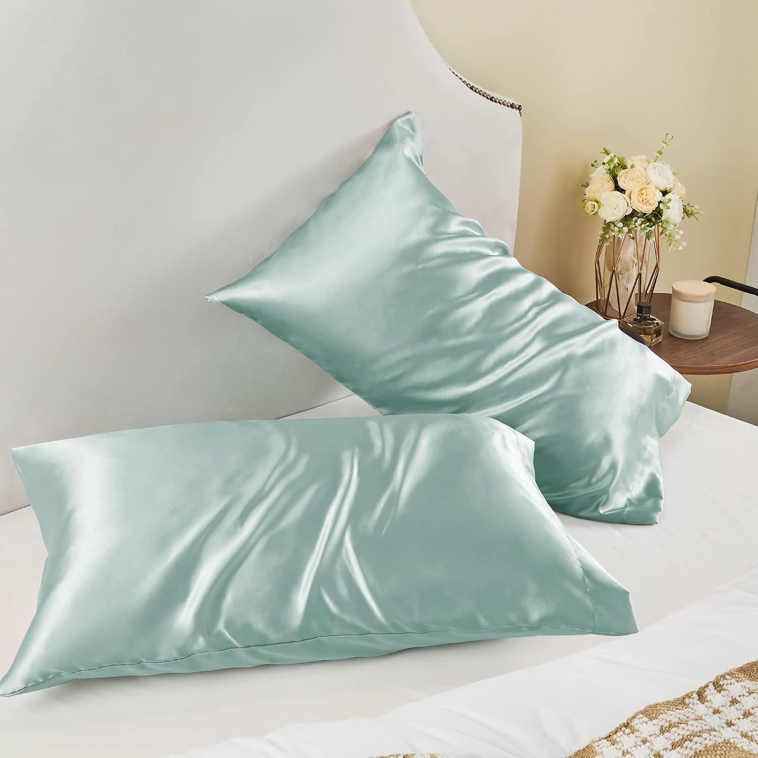 Bedelite Satin Pillowcase for Hair and Skin, Super Soft and Cooling Similar to Silk Pillow Cases 2 Pack with Envelope Closure, Gift for Wom…