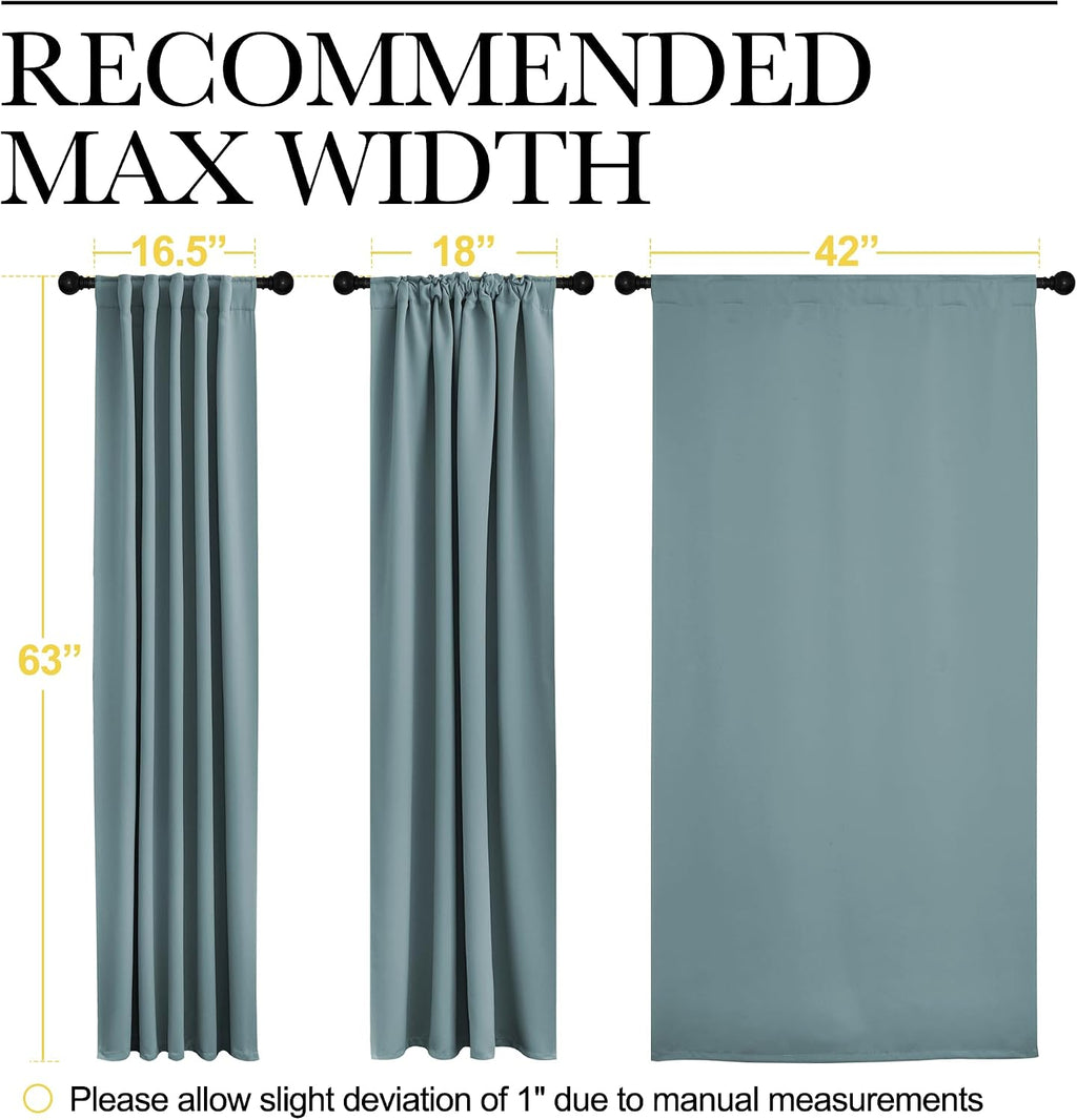 NICETOWN Blackout Curtain Panels for Living Room - (Greyish Blue Color) 42x63 Inch, 2 Panels Set, Thermal Insulated Room Darkening…