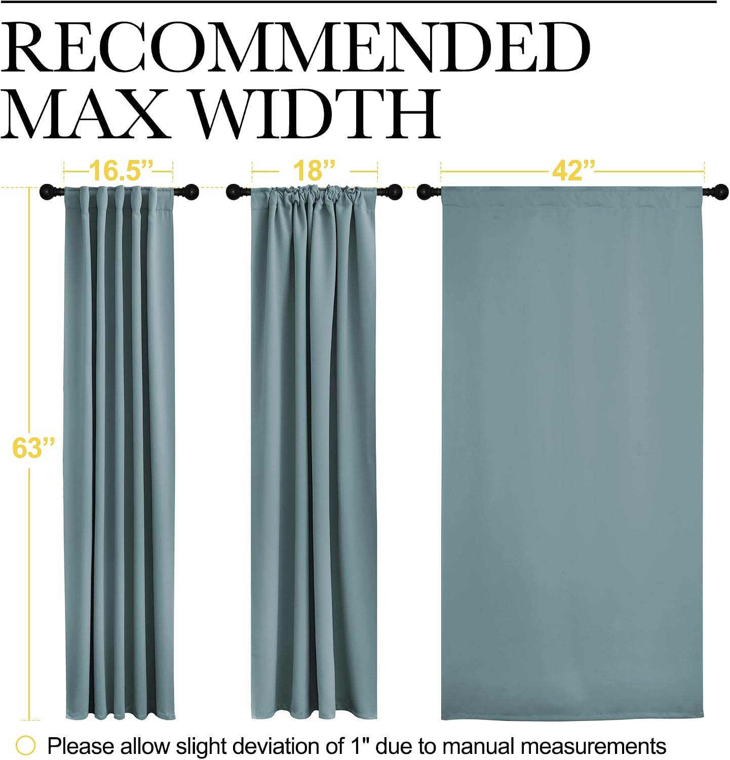 NICETOWN Blackout Curtain Panels for Living Room - (Greyish Blue Color) 42x63 Inch, 2 Panels Set, Thermal Insulated Room Darkening…