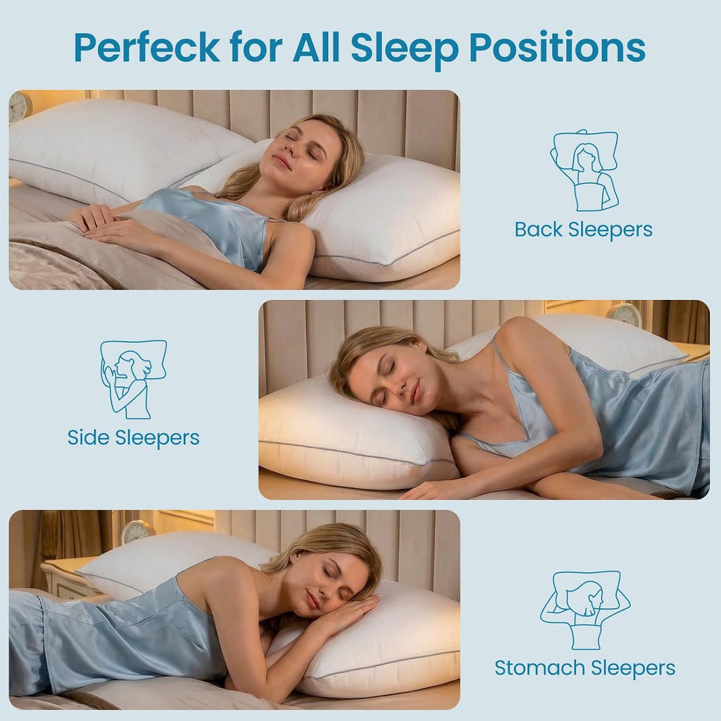 Adjustable Bed Pillows for Sleeping - Pillows Standard Size Set of 2, Soft & Fluffy Down Alternative Fill, Zippered Hotel Quality Pillows…