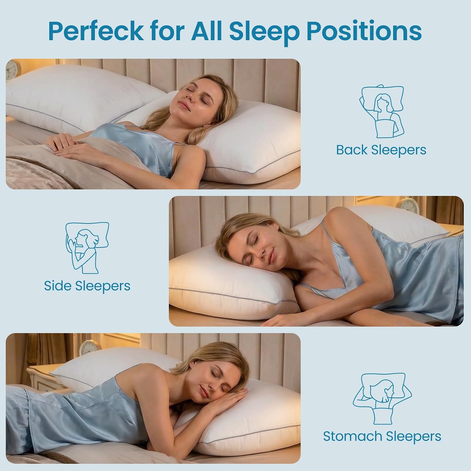 Adjustable Bed Pillows for Sleeping - Pillows Standard Size Set of 2, Soft & Fluffy Down Alternative Fill, Zippered Hotel Quality Pillows…