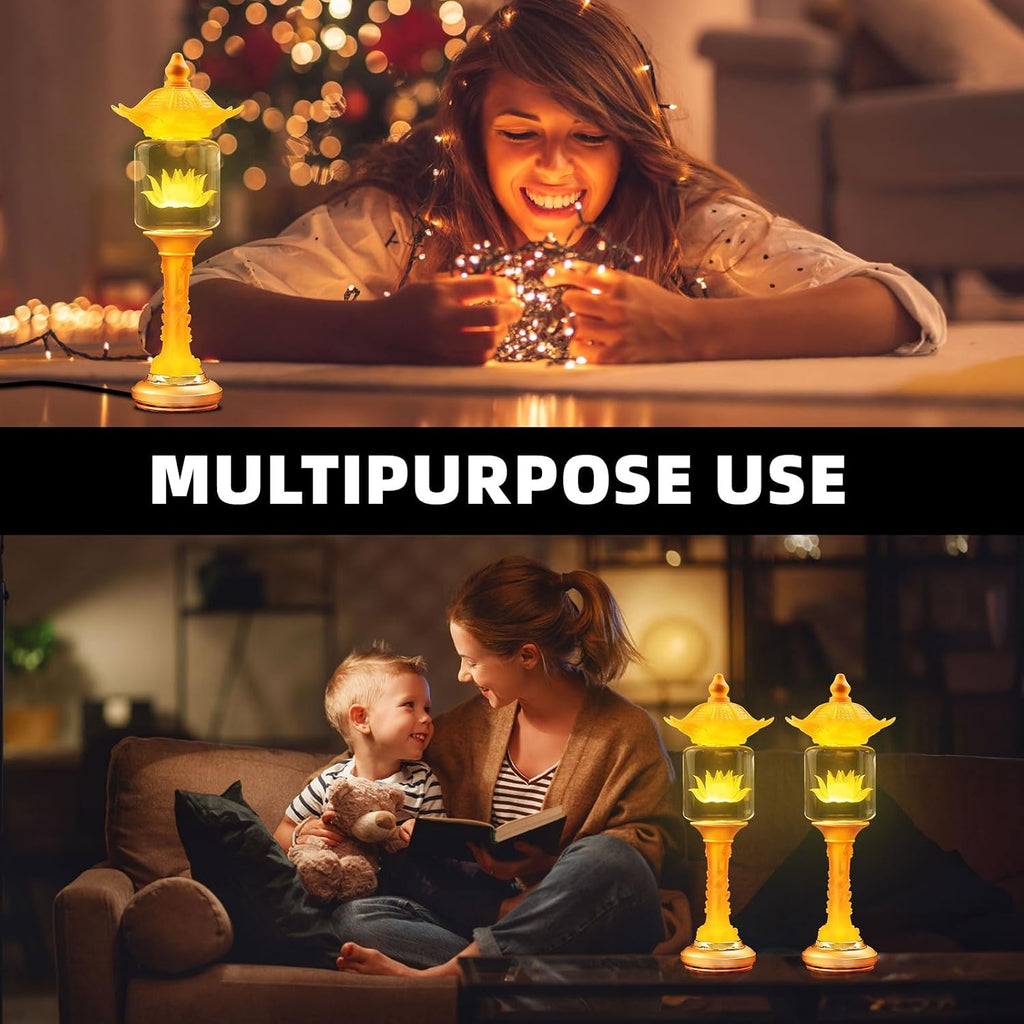 11 Inch LED Lotus Flower Lamp, Multi-Color Adjustable Buddha Light for Home Altar, Indoor Meditation Night Light with Crystal Base
