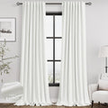 Nanspring Ivory 100% Blackout Linen Curtains for Bedroom 132 Inches Long Back Tab Thermal Insulated Rustic Modern Farmhouse Decor Black Out…