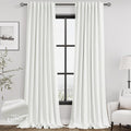 Nanspring Ivory 100% Blackout Linen Curtains for Bedroom 92 Inches Long Back Tab Thermal Insulated Rustic Modern Farmhouse Decor Black Out…