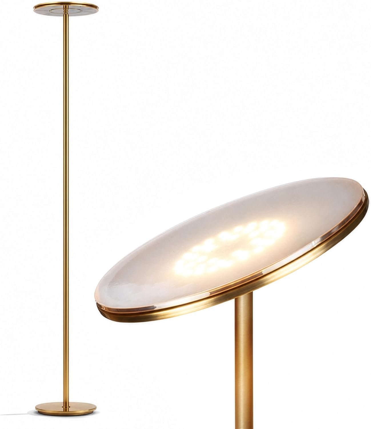 Brightech Sky LED Floor lamp, Torchiere Super Bright Floor Lamp for Living Room Decor & Office - Dimmable, Tall Standing Torch Lamp with Wa…