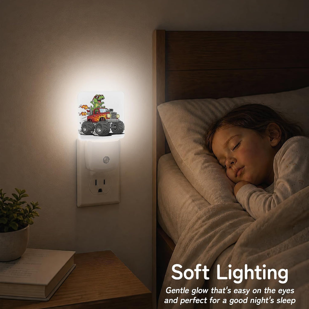Night Light, Dinosaur Truck Night Lights Plug into Wall Decor for Bedroom Bathroom Hallway Kitchen, Dusk to Dawn Sensor Gift for Women…