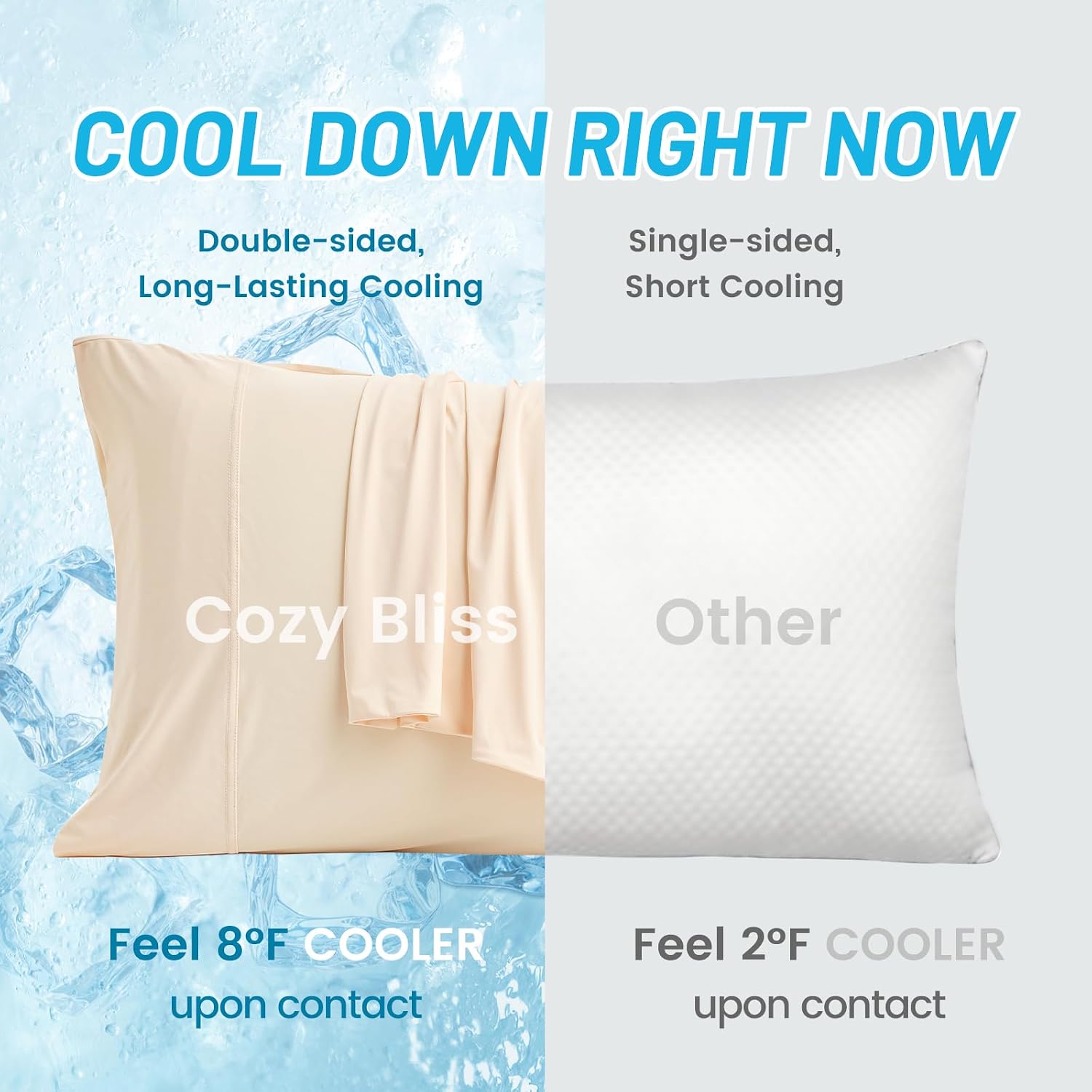 CozyBliss Cozy Bliss 2pcs Cooling Pillow Cases Set for Hot Sleepers & Night Sweats, Q-Max 0.5 Silky Wrinkle-Free Pillow Covers with Envelop…