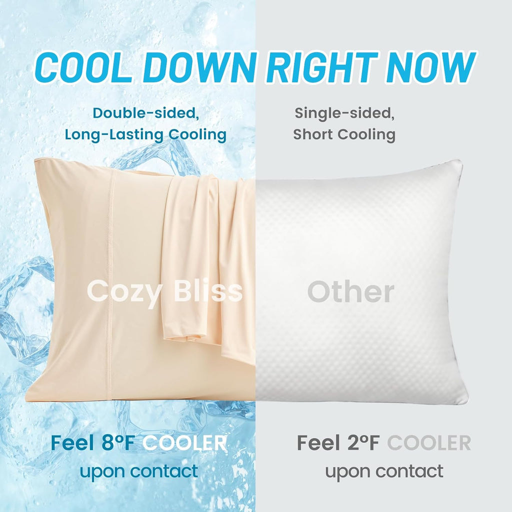 CozyBliss Cozy Bliss 2pcs Cooling Pillow Cases Set for Hot Sleepers & Night Sweats, Q-Max 0.5 Silky Wrinkle-Free Pillow Covers with Envelop…