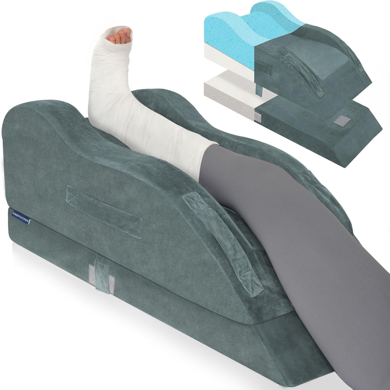 KingPavonini Adjustable Leg Elevation Pillows for After Surgery, Ergonomic Curve Keeps Knee Straight, Memory Foam Leg Pillow Elevation for…