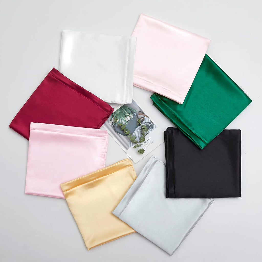 HommxJF Satin Pillowcases with Zipper (20x26), Standard Size Pillowcases Set of 2, Black Silk Pillowcase for Hair and Skin Black