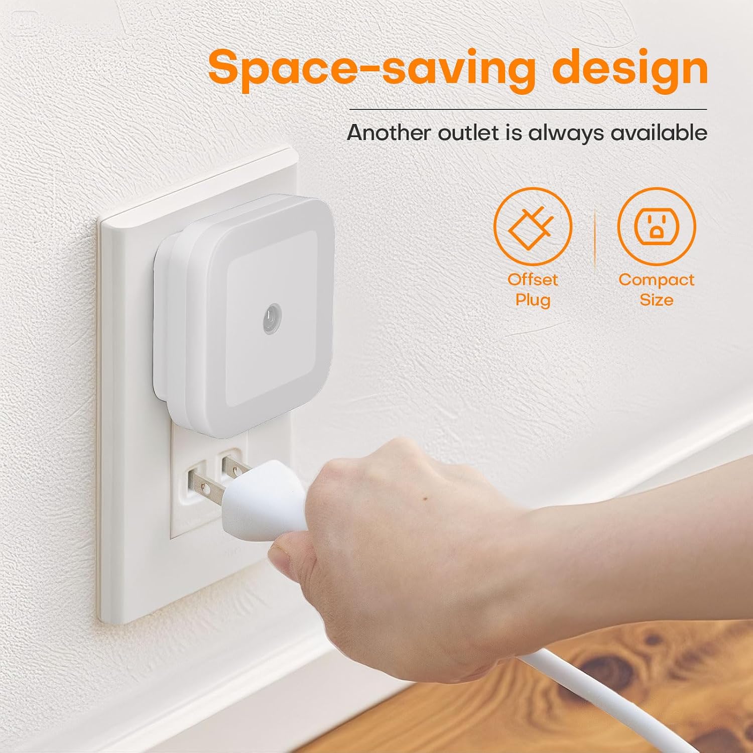 Night Light, 0.5W Daylight White LED Plug-in Night Light with Dusk to Dawn Sensor, Pack of 6 - Designed for Kids Room, Bedroom, Bathroom…