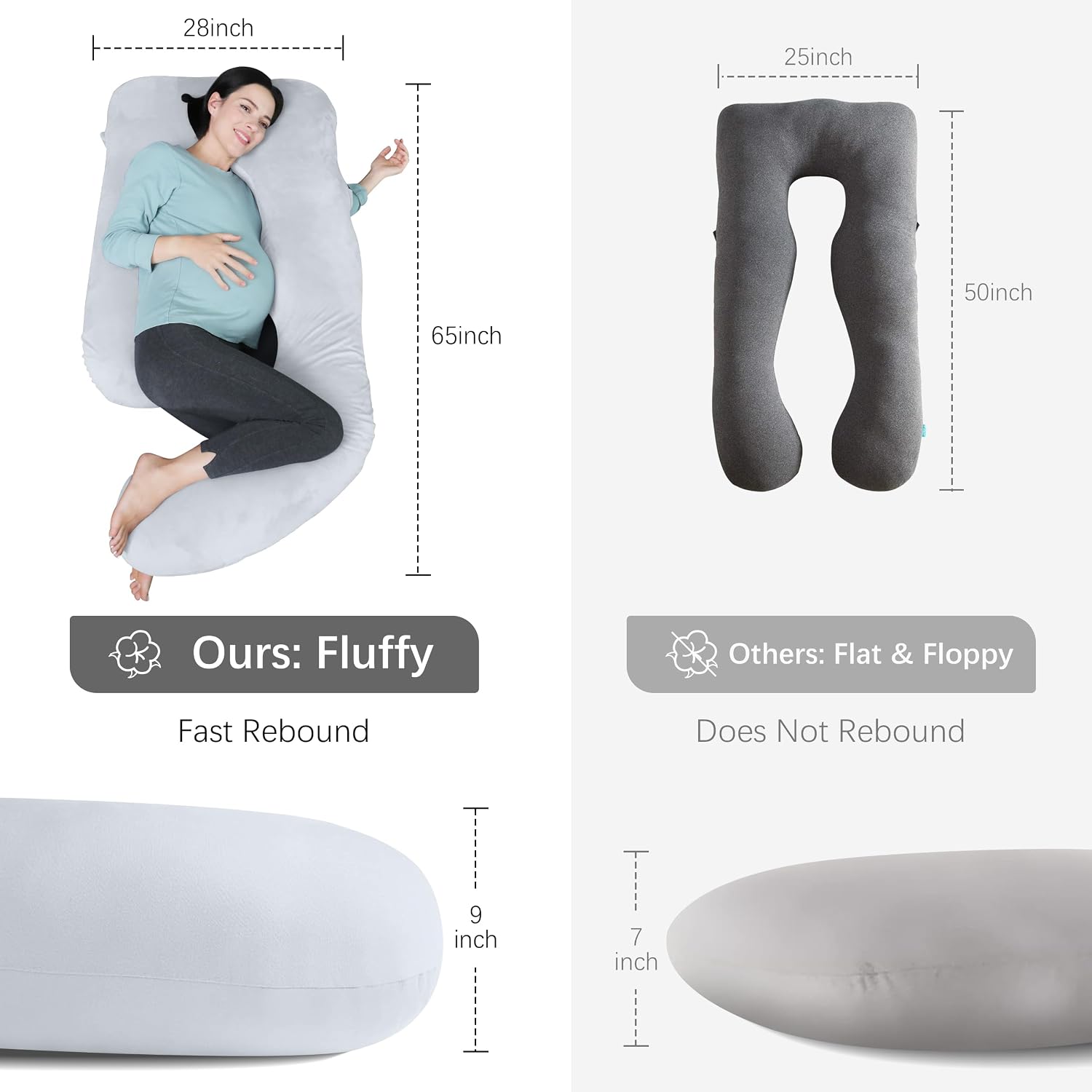 Moonpark MOON PARK Pregnancy Pillows for Sleeping - U Shaped Full Body Maternity Pillow with Removable Cover - Support for Back, Legs, Bell…