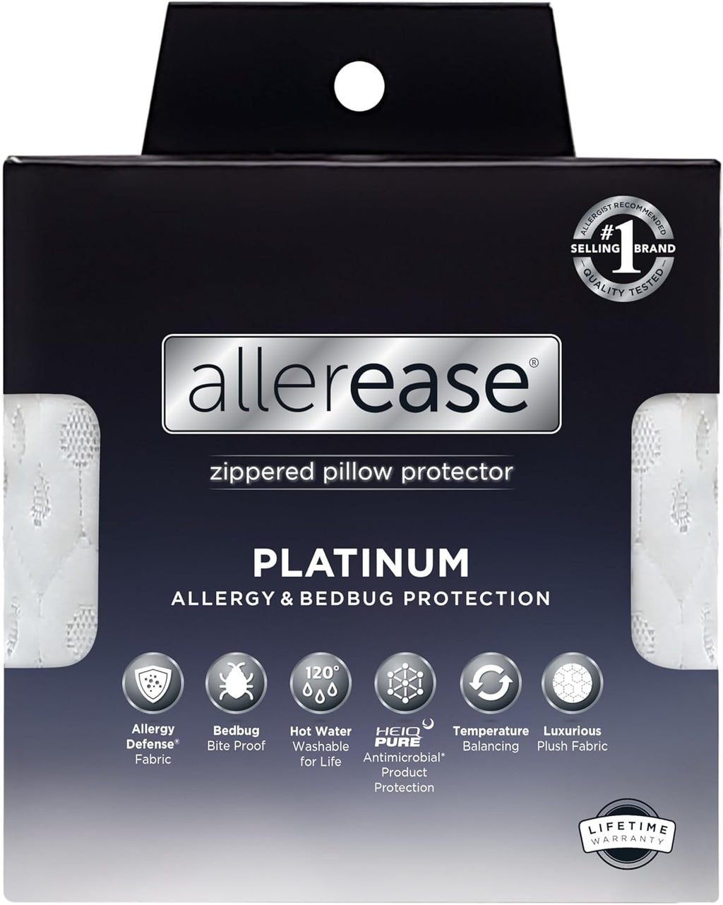 AllerEase Platinum Allergy Defense Particles Proof Temperatur Balancing Luxurious Plush Fabric Machine Washable Durable Zippered Pillow Pro…