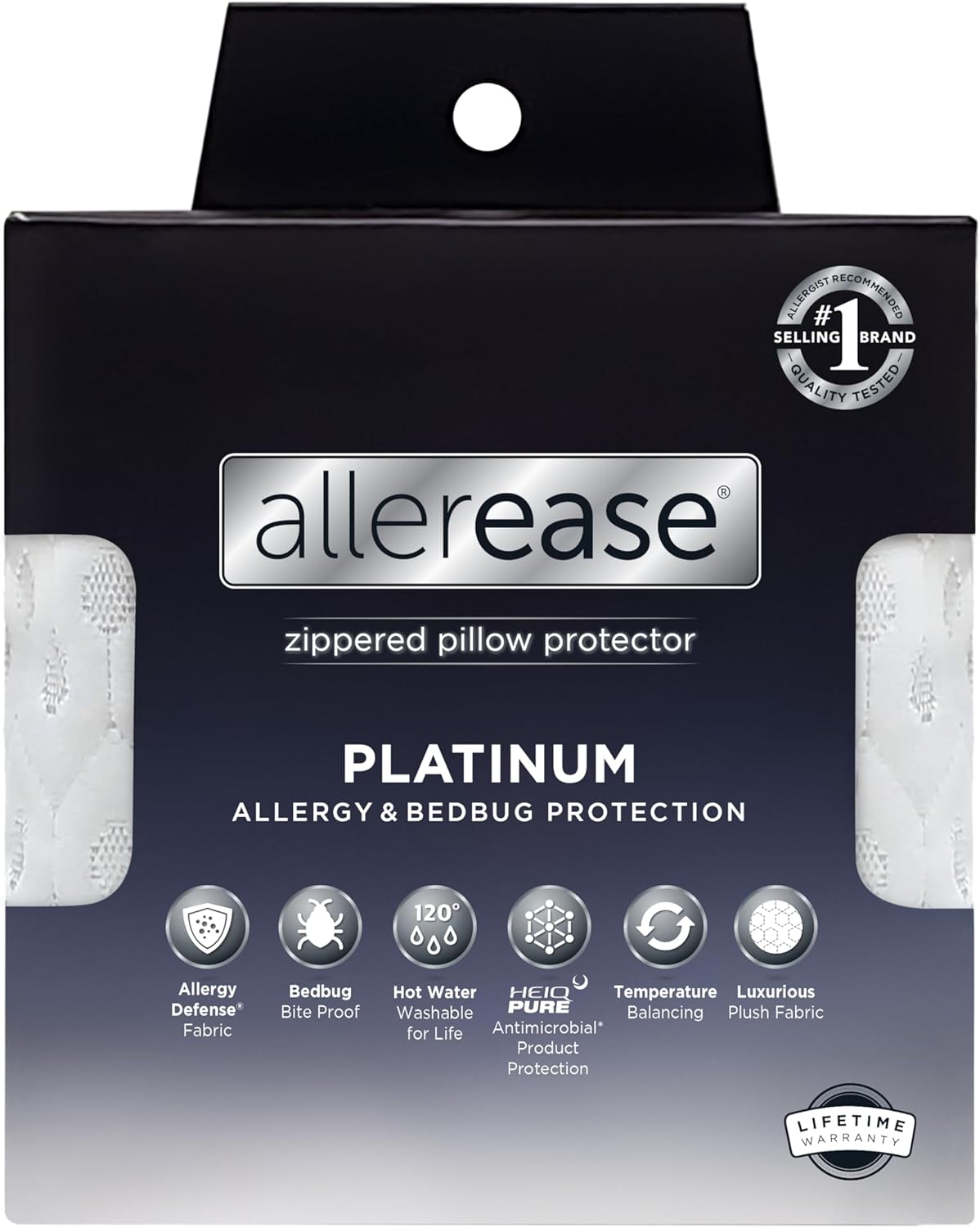 AllerEase Platinum Allergy Defense Particles Proof Temperatur Balancing Luxurious Plush Fabric Machine Washable Durable Zippered Pillow Pro…