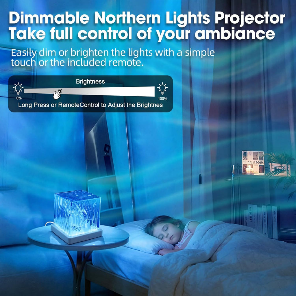 Northern Lights Projector, 16 Colors Aurora Cube Shower Lamp Projector with Remote and 3D Ocean Water Ripple Lamp for Bedroom, Galaxy…