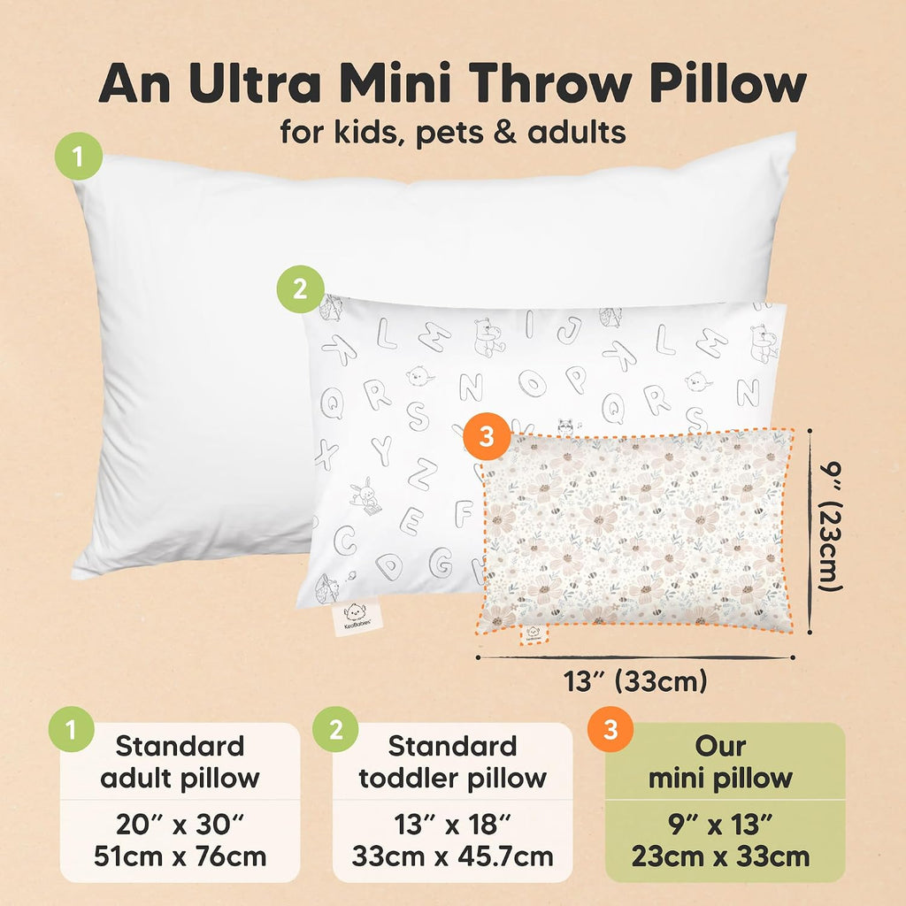 Mini Toddler Pillow with Pillowcase - 9x13 My Little Dreamy Travel Kids Pillow for Sleeping, Toddler Bed, Small, Tiny, Organic Cotton…