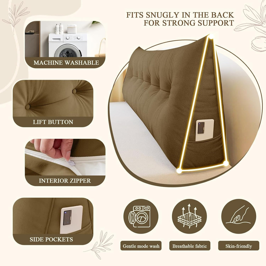 DANGHOOGY Headboard Pillow Twin, Large Triangular Wedge Headboard Pillow for Reading and Resting, Backrest Positioning Support Pillow…