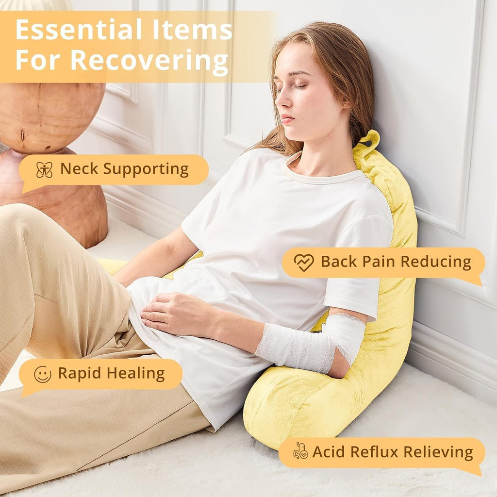 Sasttie Reading Pillow, Velvet Back Pillow for Bed Sitting Up, Adult Back-Rest Support Cushion with Arms for Sit Up on Couch, Sofa, and…
