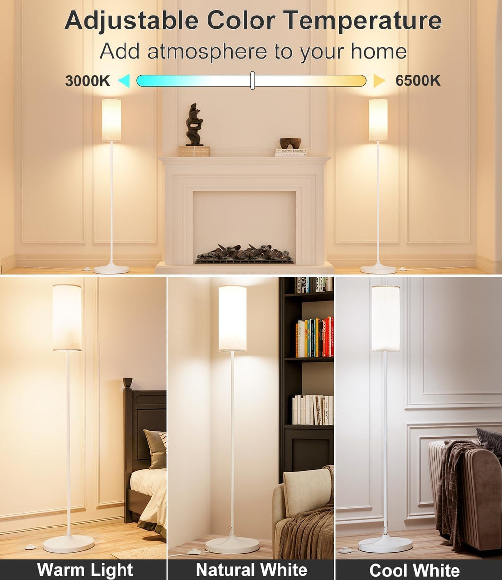 luckystyle LED Floor Lamp for Living Room, Dimmable Standing Lamps with Foot Switch, Remote Custom Color Temperature White Pole Lamp with…