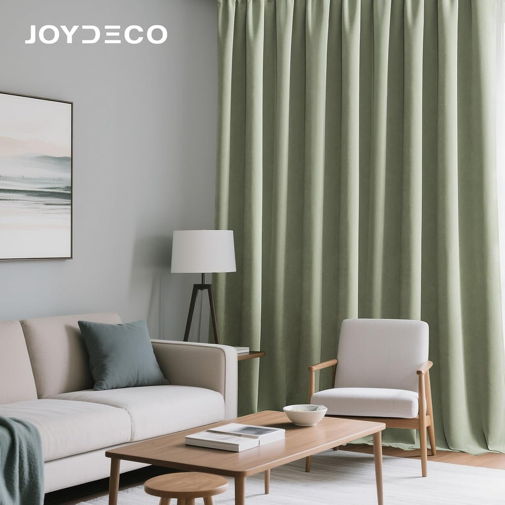 Joydeco Sage Green Velvet Curtains 84 Inches 2 Panels, Luxury Thermal Insulated Soft Green Curtains for Bedroom & Living Room, Room Darkeni…