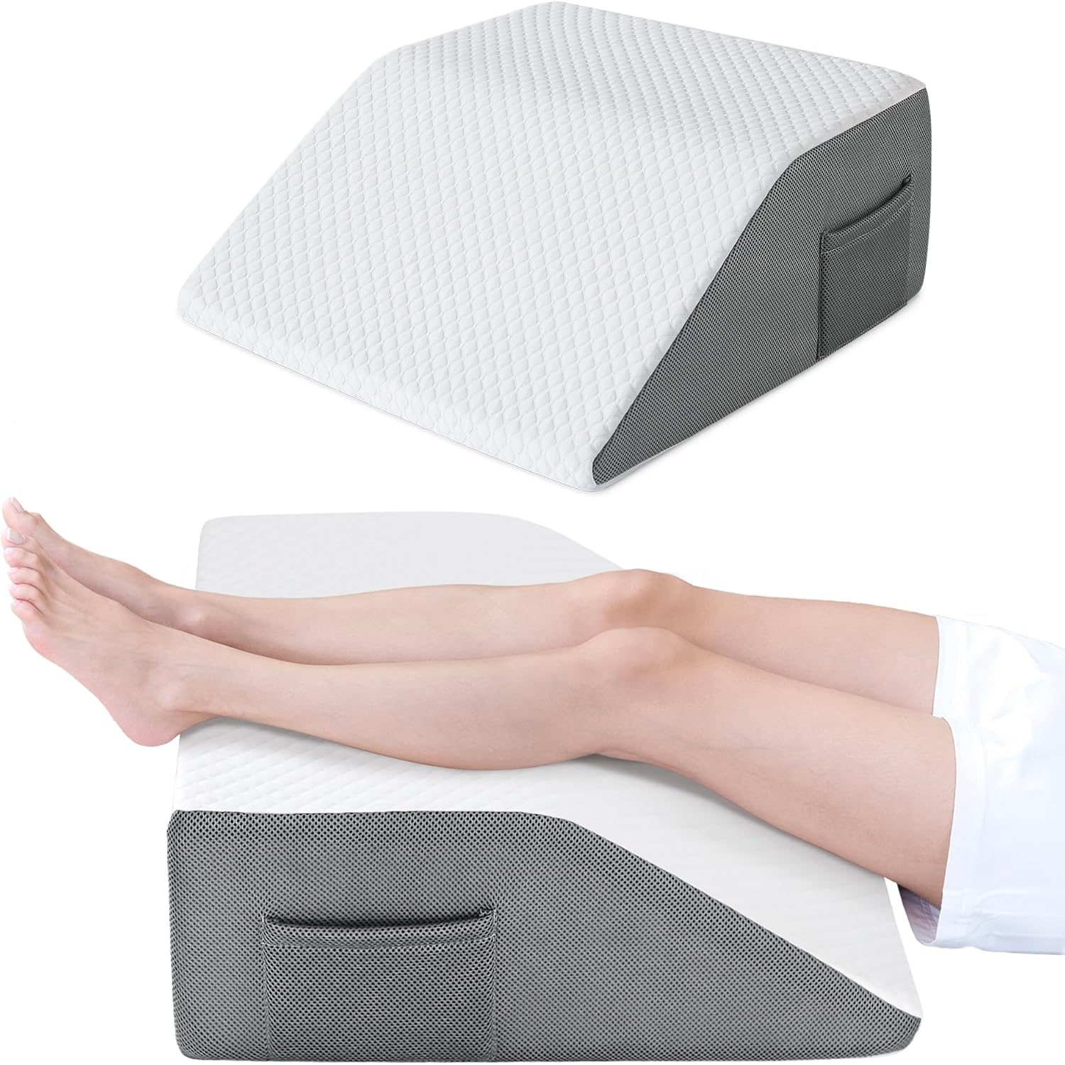 Cozymaker 10" Leg Elevation Pillows for Swelling, Cooling Gel Memory Foam Wedge Pillows for After Surgery, Sciatica Back Knee Hip Ankles,…