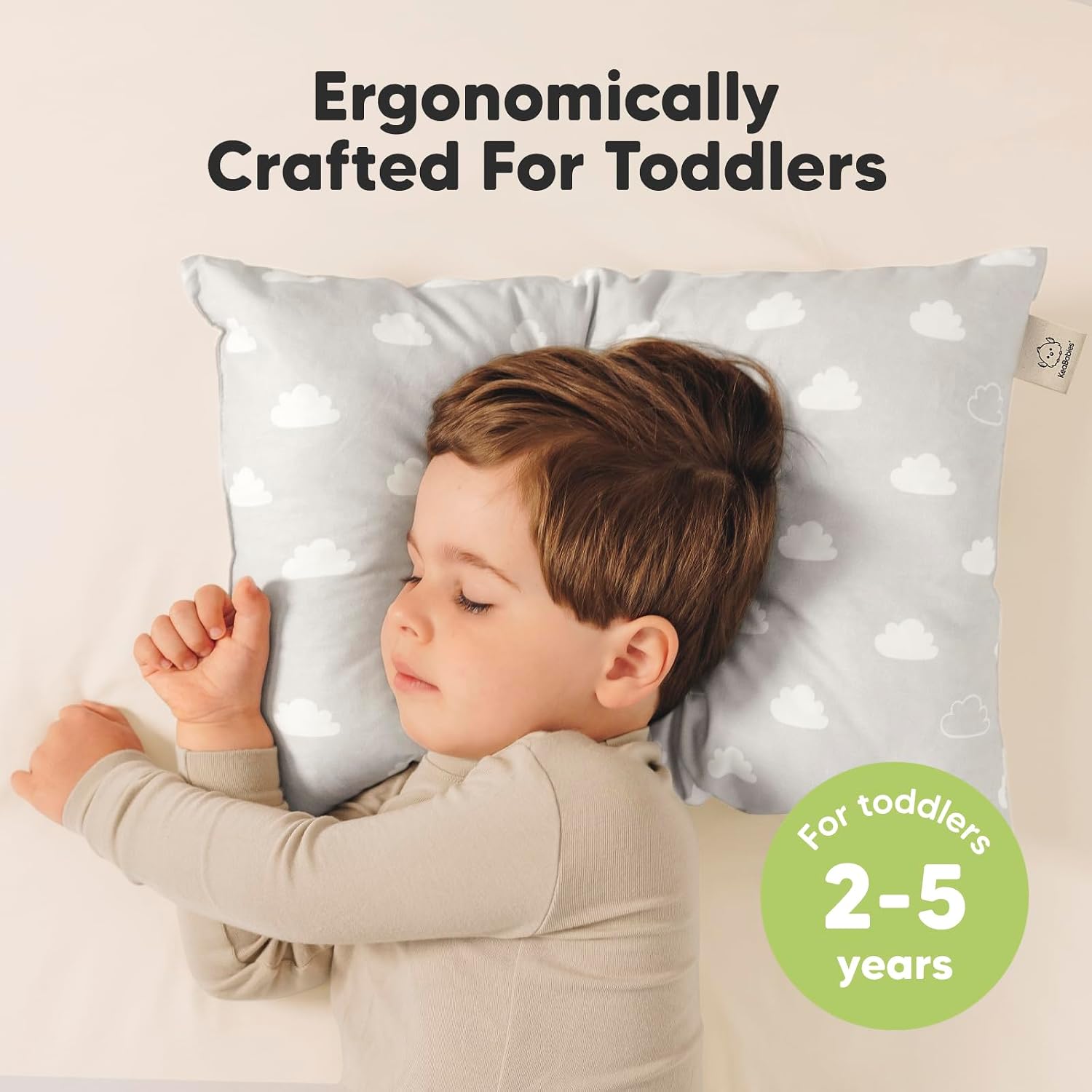 KeaBabies 2-Pack Toddler Pillows 2 Year Old to 5-13x18 Soft Organic Cotton Kids Pillow for Sleeping, Travel, School, Daycare, Nap…