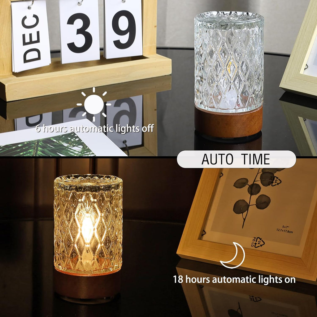 Battery Operated Light with Timer, Adult Night Lights for Bedroom, Mini Lamp for Lndoor Use in Bathroom, Hallway, Glass Decorative Warm…