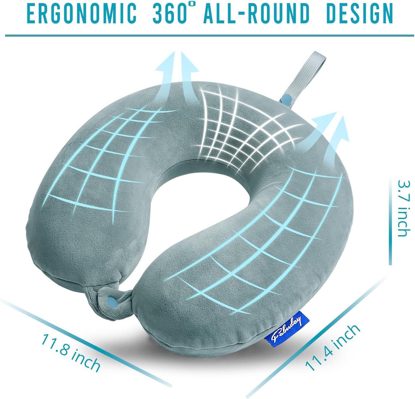 Fabuday Travel Pillow Memory Foam for Airplanes - Neck Pillow for Traveling, Car, Home, Flight Pillow for Sleeping with Attachable Snap Str…